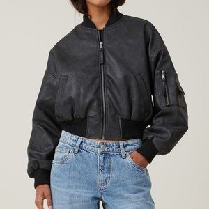 Cotton On Faux Leather Bomber Jacket